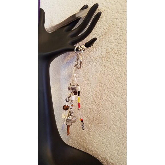 Snow Goose Medicine Wheel Totem - Key Ring/Fob for Purse, Drum or Car Bookmark - Picture 6 of 6